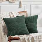 Fancy Homi Set of 2 Dark Green Decorative Throw Pillow Covers 20x20 Inch by Fancy+Homi