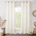 LAMIT Cream Linen Curtains 84 Inch Length 2 Panels by LAMIT