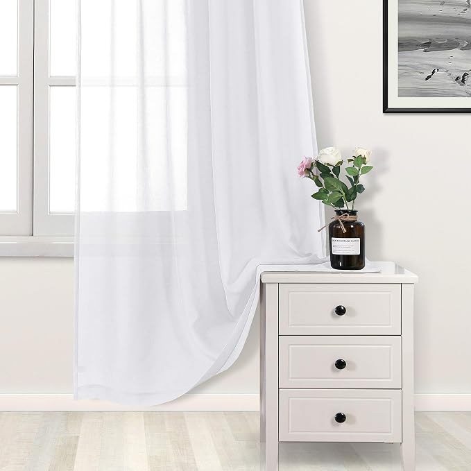 DWCN White Sheer Curtains 90 inches Long - Image 3