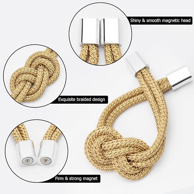 NICEEC 4 Pack Mini Magnetic Curtain Tiebacks Nordic Simple Style Drape Tie - Image 4