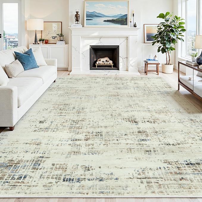 10x12 Area Rugs for Living Room Washable Rug: Anti-Skid Abstract Modern Living by Crority