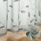 HOMEIDEAS Sage Green Sheer Curtains 52 X 84 Inches Long 2 Panels Embroidered - Image 6