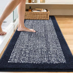 60x24 Long Bathroom Rugs Washable Non Slip, Dark Blue Bath Mat - Image 2