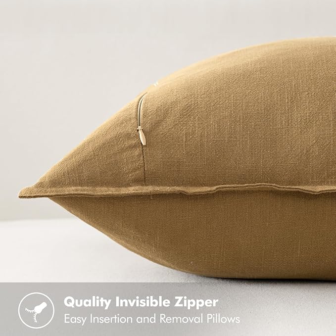 MIULEE Decorative Linen Pillow Covers 20x20 Inch Mustard Yellow ​Boho - Image 3