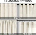 Nanspring Warm Beige Linen Curtains 108 Inches Long - Image 2