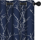 Deconovo Blackout Curtains, Thermal Insulated Soundproof Drapes, Branch Silver by Deconovo