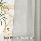 RYB HOME Grey Curtains Linen Blend Drapes, Semi Sheer Light Filtering Privacy - Image 4