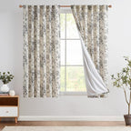 jinchan Lined Linen Blend Curtain Floral Curtains by JINCHAN