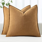 MIULEE Decorative Linen Euro Sham Pillow Covers 24x24 Hazel ​Boho Farmhouse​ by MIULEE