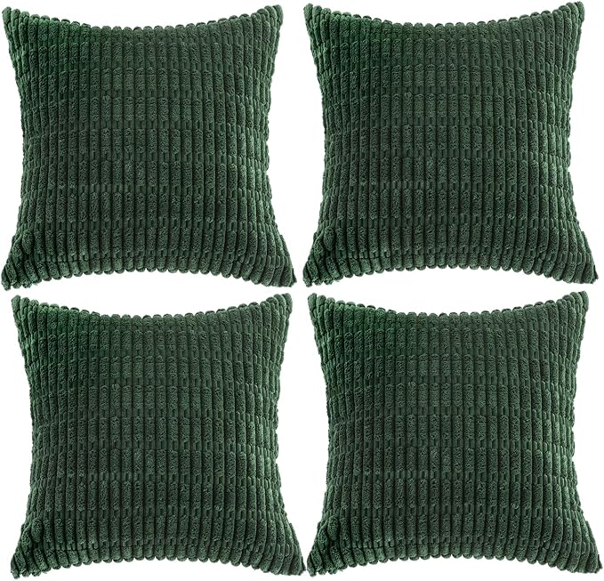 Fancy Homi 4 Packs Hunter Green Decorative Throw Pillow Covers 18x18 Inch by Fancy+Homi