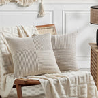 Fancy Homi 2 Packs Neutral Taupe Euro Decorative Throw Pillow Covers 26x26 Inch by Fancy+Homi