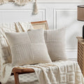 Fancy Homi 2 Packs Neutral Taupe Samll Decorative Throw Pillow Covers 14x14 Inch by Fancy+Homi