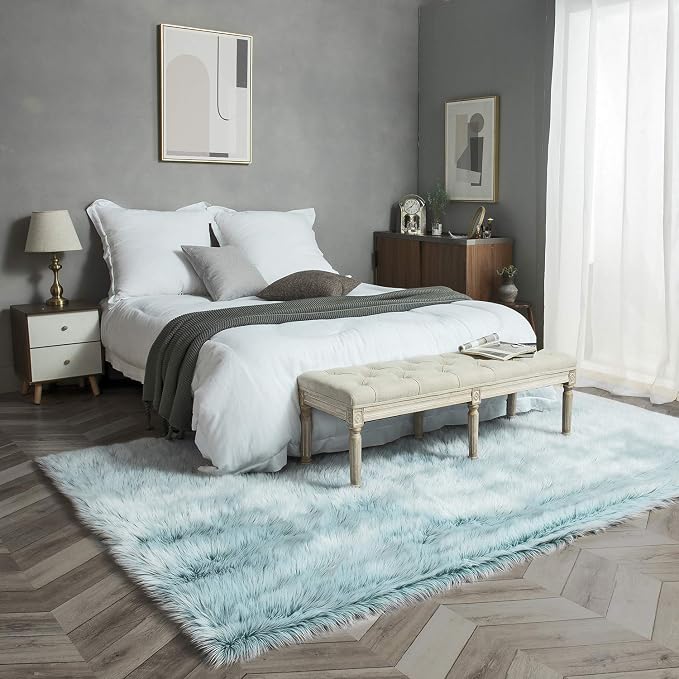 Ashler Faux Fur Rug, Fluffy Shaggy Area Rug Ultra Soft 6 x 9 Feet Rectangle Fur - Image 3