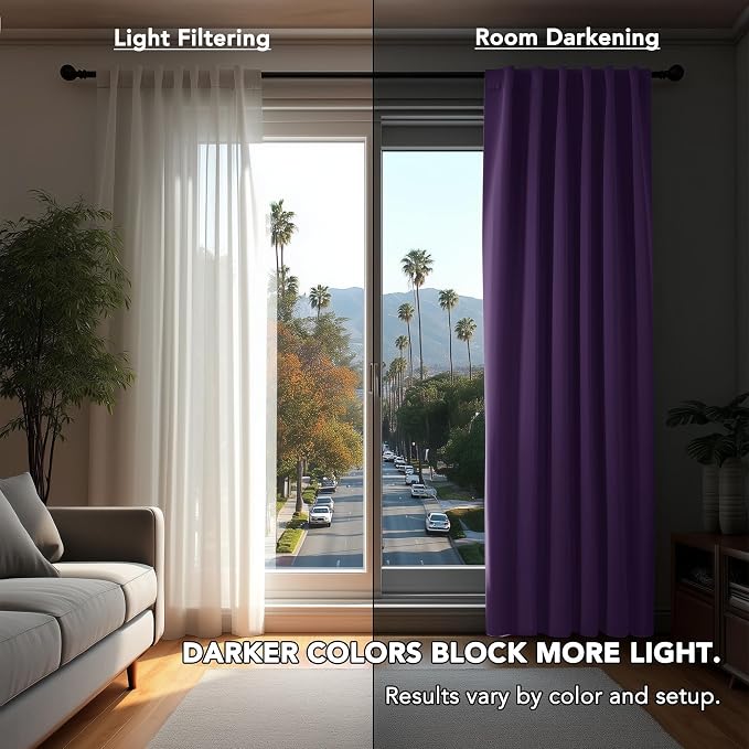 Deconovo Room Darkening Curtains Back Tab and Rod Pocket Curtains Thermal - Image 3