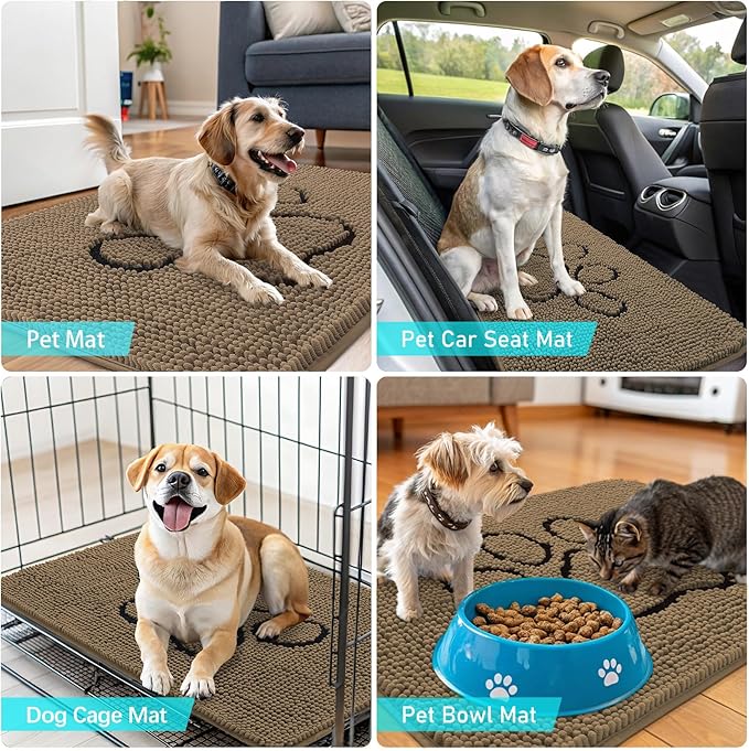 OLANLY Dog Door Mat for Muddy Paws 59x35, Paw Print Design, Absorbs Moisture - Image 7