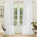 MYSKY HOME White Curtains 84 Inch Length 2 Panels Set, Semi Sheer Cotton Blend - Image 2