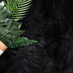 Latepis Black Round Rug 4 ft, Faux Fur Sheepskin Circle Rug - Image 5