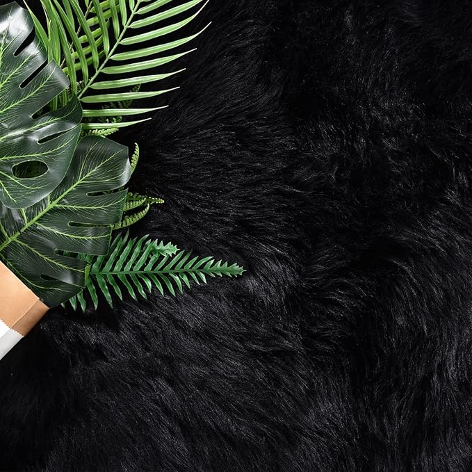 Latepis 10x14 Area Rugs for Living Room Black Fur Faux Sheepskin Rug Large - Image 6