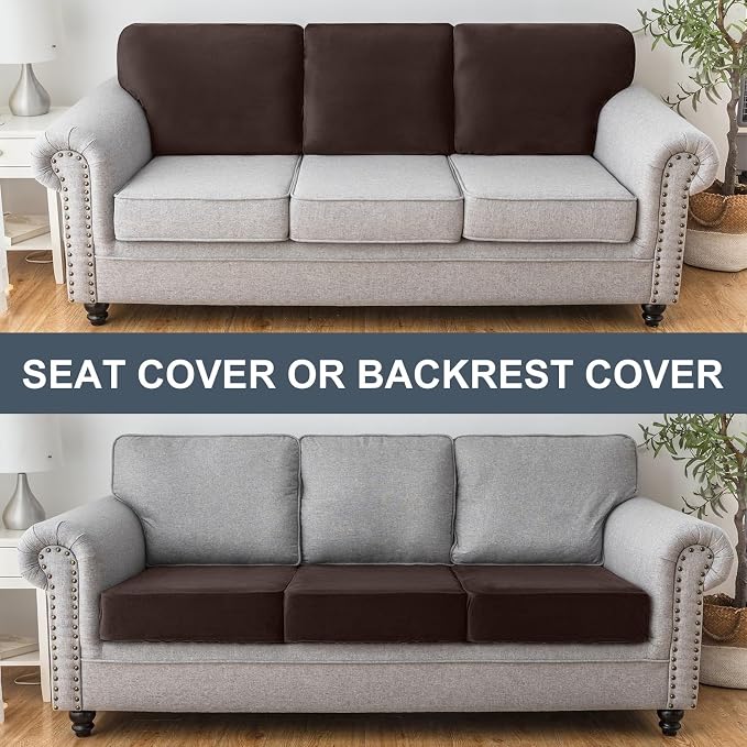 Couch Cover Stretch Velvet Sofa Cushion Cover 2-Piece - Image 4