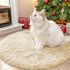 OLANLY Cream Round Rugs for Bedroom by OLANLY