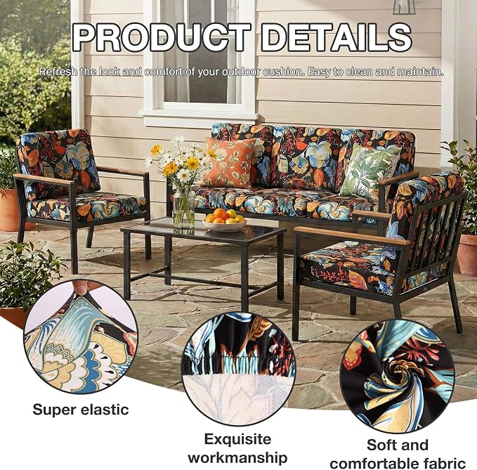 hyha 12Pcs Patio Cushion Covers, Stretch Outdoor Couch Cushion Covers - Image 3