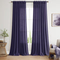 Extra Long Curtain Purple Morden Linen Blend Light Filtering Back Tab Curtains by Nanspring