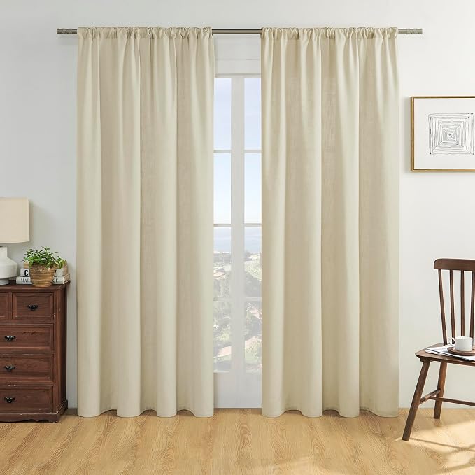 Joydeco Linen Curtains, 90 Inch Length, 2 Panels Set - Image 2