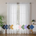 Simplebrand Sheer White Curtains 72 Inch Length 2 Panels by Simplebrand