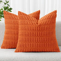 MIULEE Pack of 2 Orange Corduroy Decorative Pillow Covers 16x16 Inch Soft Boho by MIULEE