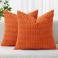 MIULEE Pack of 2 Orange Corduroy Decorative Pillow Covers 18x18 Inch Soft Boho by MIULEE