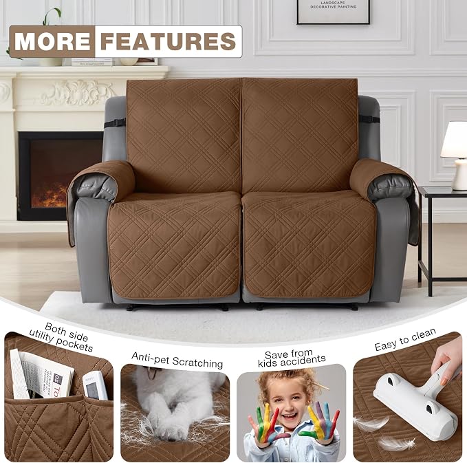 TAOCOCO 100% Waterproof Loveseat Recliner Cover, Non Slip Split Recliner Couch - Image 6