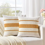 Fancy Homi Set of 1 Mustard Yellow Fall Decorative Throw Pillow Cover 18x18 Inch - Image 2