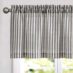 jinchan Valance Curtain Linen Textured Striped Window Curtain by JINCHAN