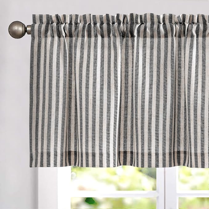 jinchan Linen Stripe Curtain Valance by JINCHAN