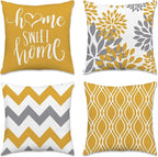 Hexagram Geometric Yellow Pillow Covers 18x18 Set of 4, Decorative Outdoor Boho by Hexagram
