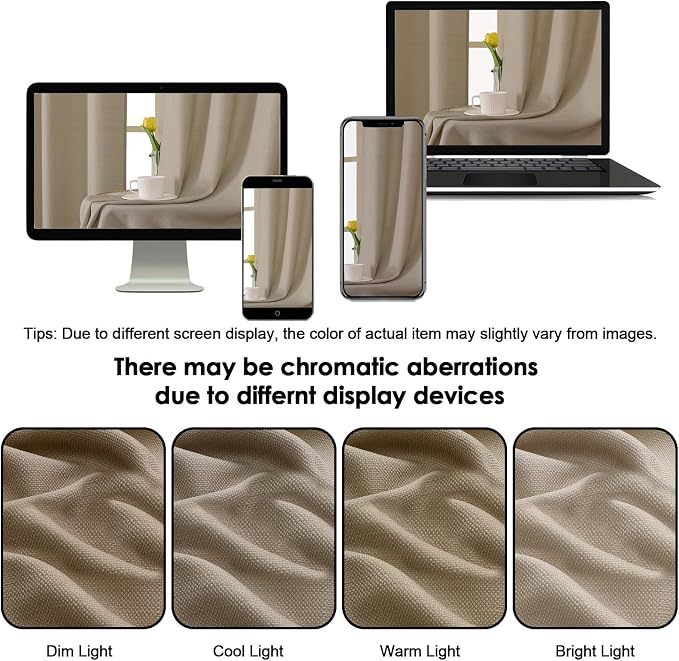 OWENIE Bob Valance Curtains 18 Inch Length 1 Piece, Faux Linen Slub Solid Camel - Image 8