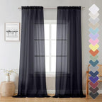 Lecloud Sheer Curtain Panels Set 96" Inches Long, Solid Voile Light Filtering by Lecloud