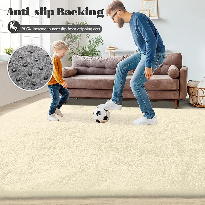 5x8 Area Rug for Living Room: Fluffy Shag Soft Washable Rugs Fuzzy Plush Indoor - Image 8