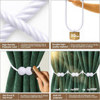Hion Magnetic Curtain Tiebacks White 2pcs, Curtain Tiebacks Buckles Holdbacks - Image 3