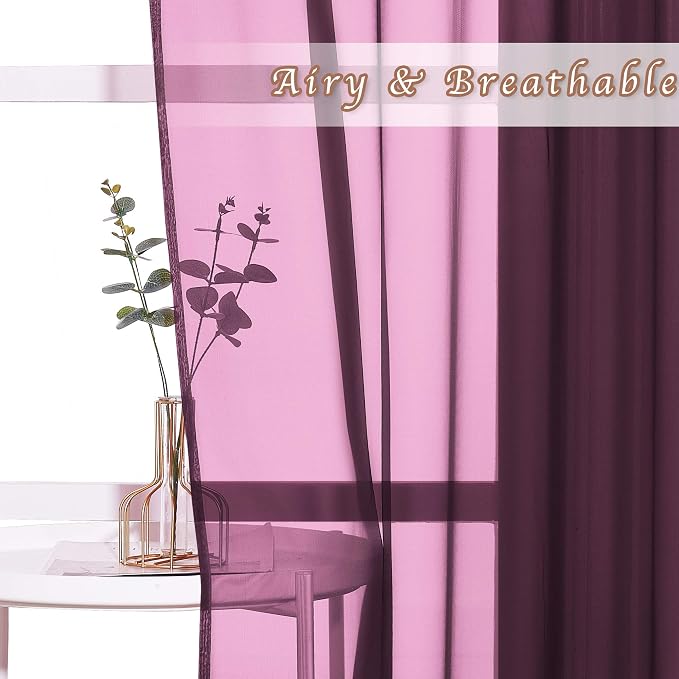 NICETOWN Voile Red Sheer Curtains 84 Inches Long, Grommet Airy & Lightweight - Image 5