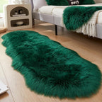 AMTOVO Faux Sheepskin Rug, Dark Green Ultra Soft Fluffy Shag Area Rug, 2 x 6 ft by AMTOVO