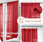 BGment Red Linen Semi Sheer Curtains - Image 6