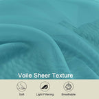 Sheer Turquoise Curtains for Bedroom Living Room 63 Inch Length 2 Panels - Image 3