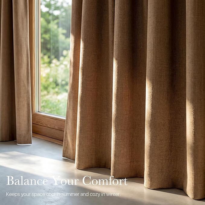 NICETOWN 100% Absolutely Blackout Linen Curtains - Image 6