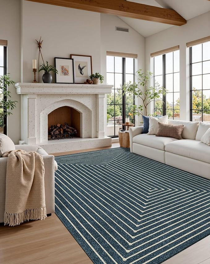 Latte&Fog 5x7 Area Rugs for Living Room Bedroom, Boho Non Slip Low Pile Carpet - Image 5