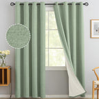 Yakamok Light Sage Green Linen Curtains 100% Blackout 84 Inches Long, Room by Yakamok