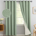 Yakamok Light Sage Green Linen Curtains 100% Blackout 90 Inches Long, Room by Yakamok