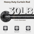 Zeerobee Curtain Rods for Windows 66 to 120, 1 Inch Industrial Wrap Around - Image 4