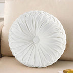 HIG Set of 2 Decorative Round Pleated Throw Pillows, Classy Accent Pumpkin - Image 8