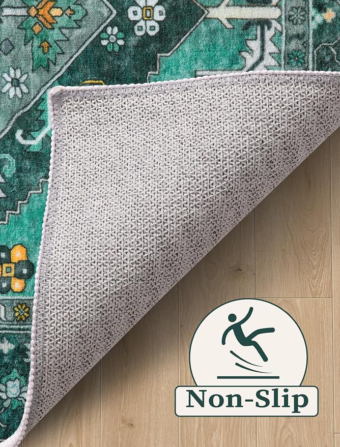 SERISSA Runner Rug for Hallways, Extra Long Boho Rug Ultra Soft Vintage Teal - Image 4